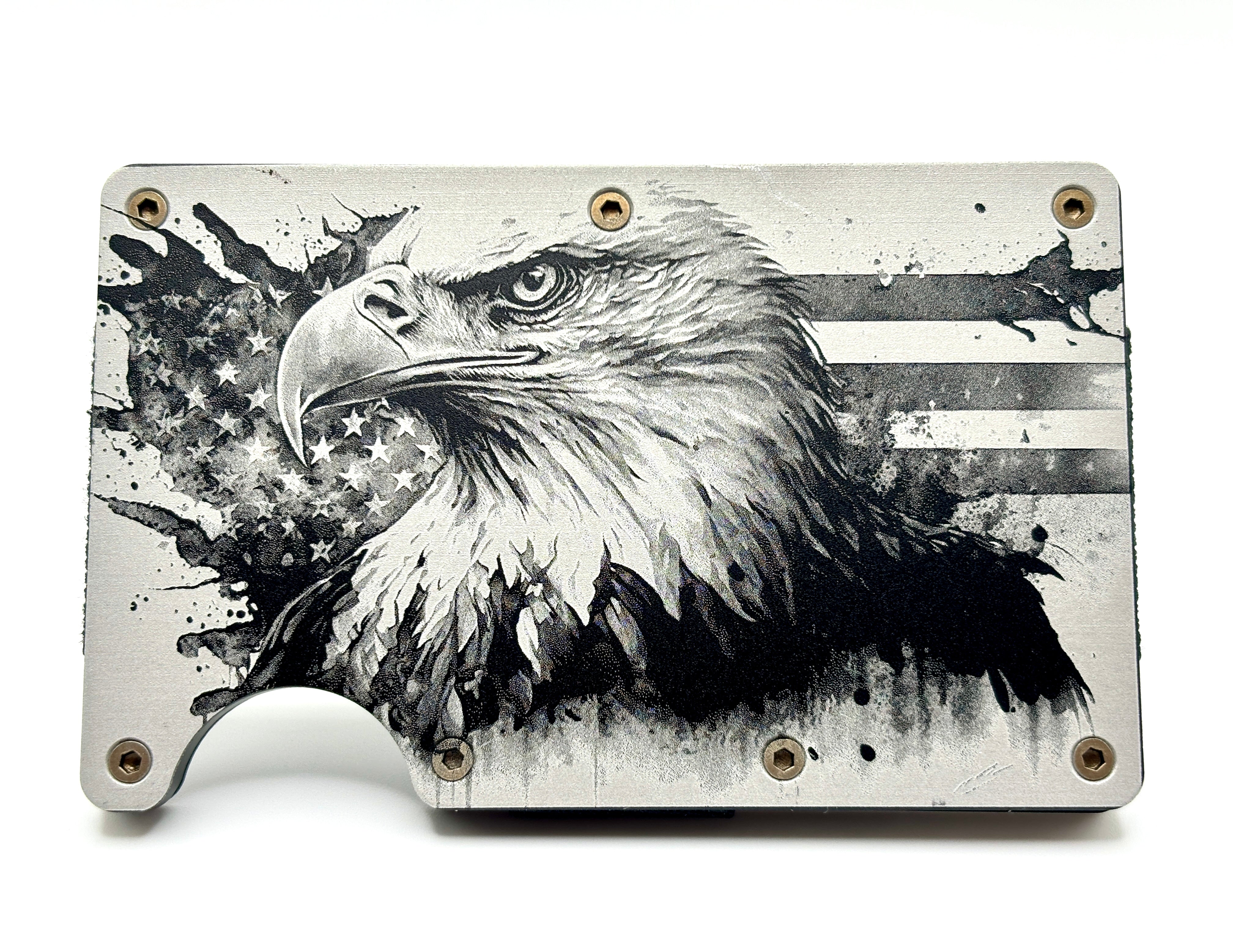 Wallet - Bald Eagle on White + Flag Background