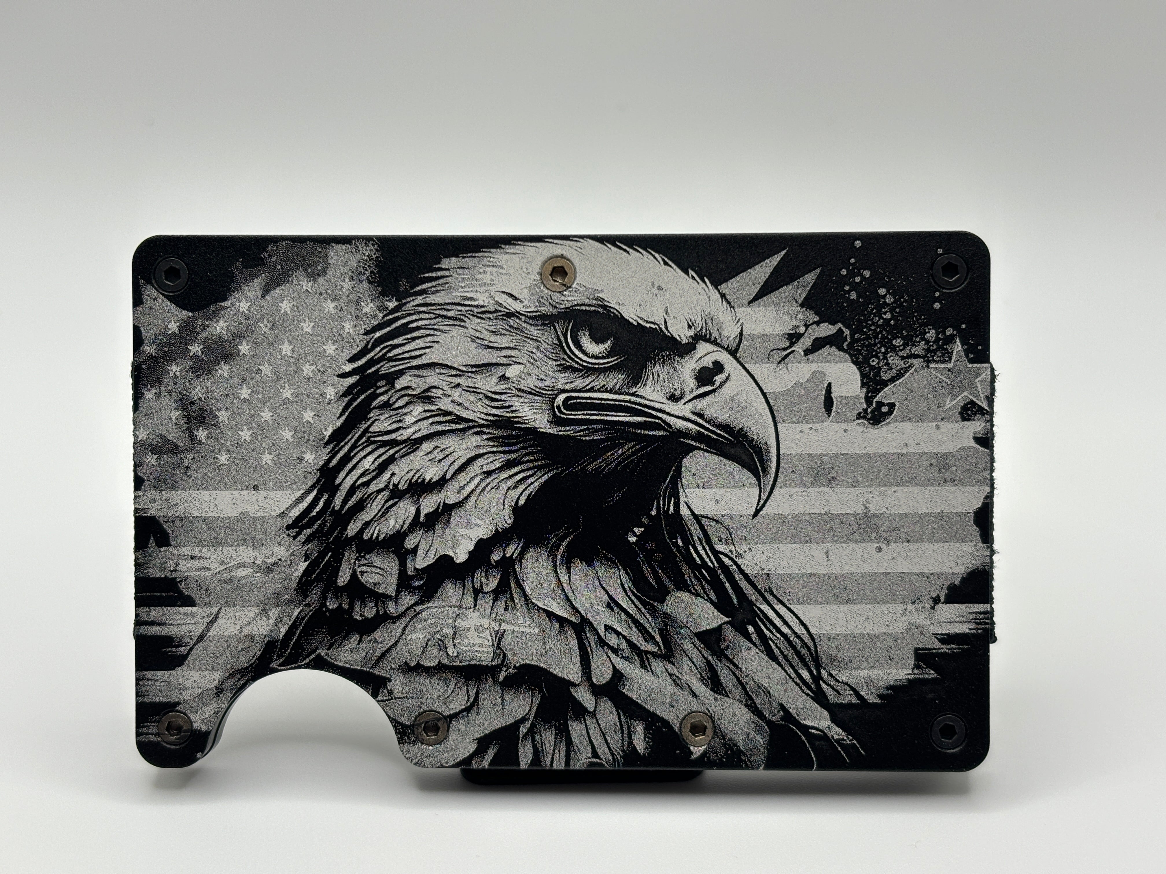 Wallet - Bald Eagle on Black + Flag Background