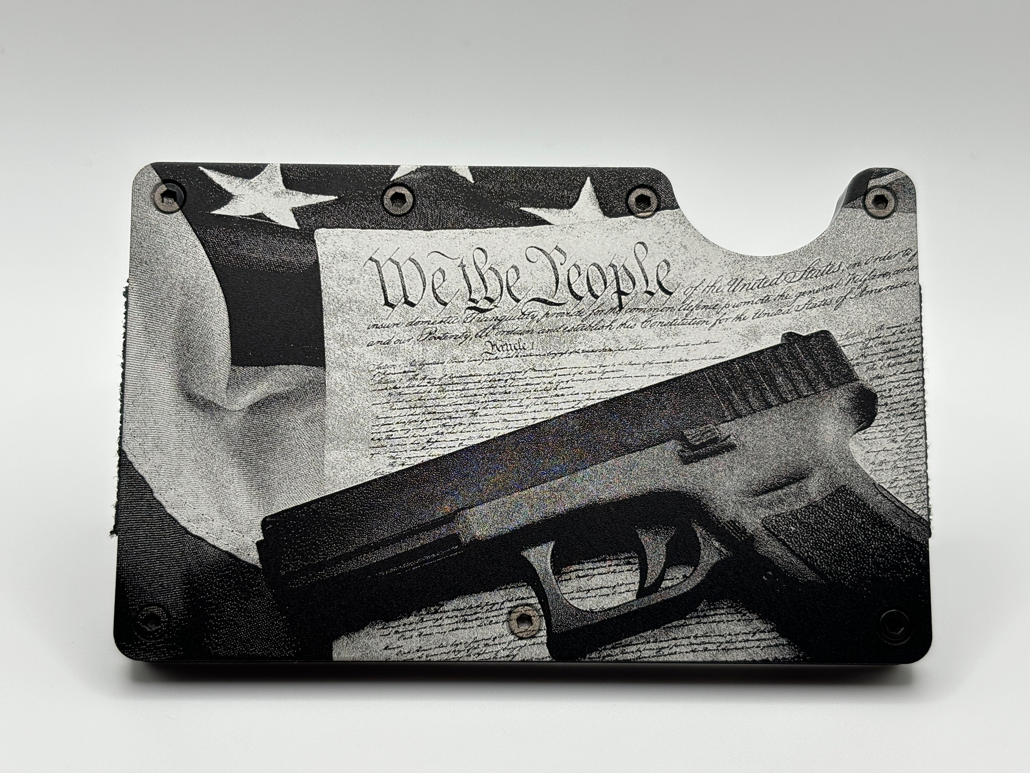 Wallet - We The People - Polymer Handgun on Flag + Declaration Background