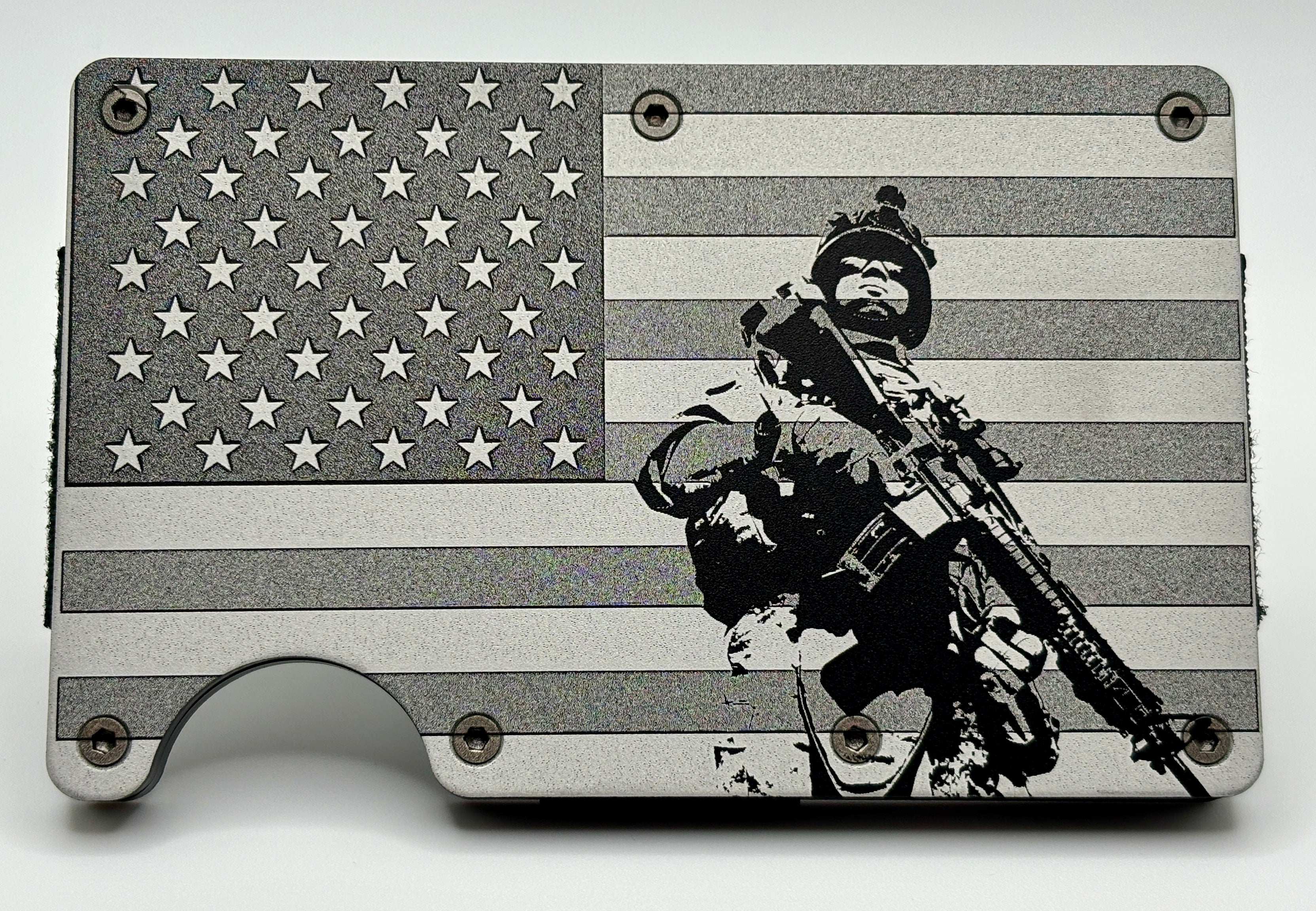 Wallet - American Soldier on Full Flag Background