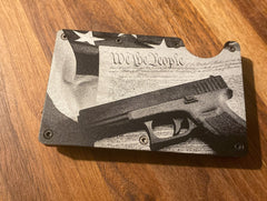 Wallet - We The People - Polymer Handgun on Flag + Declaration Background